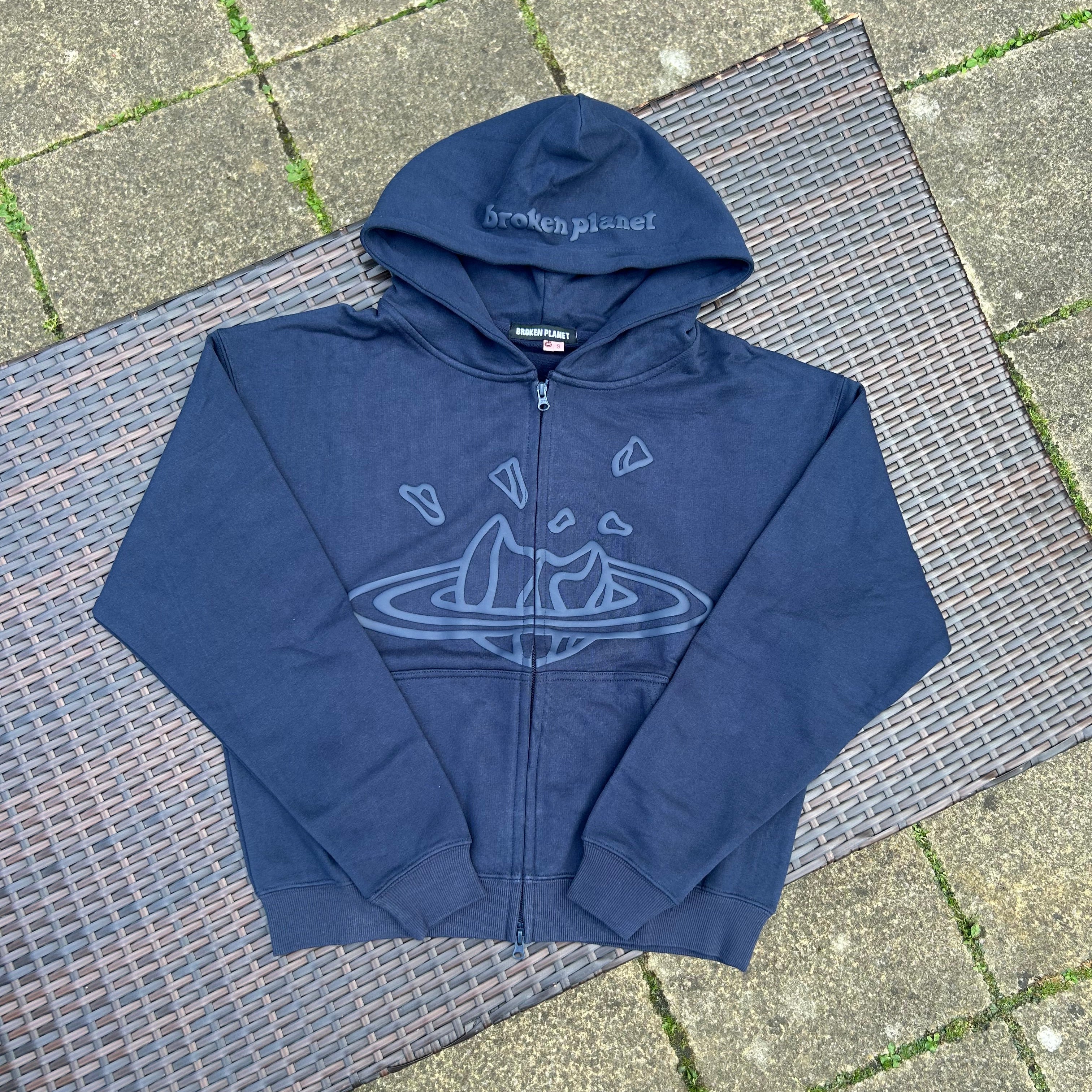 Broken Planet Dark Blue Zip-up Hoodie