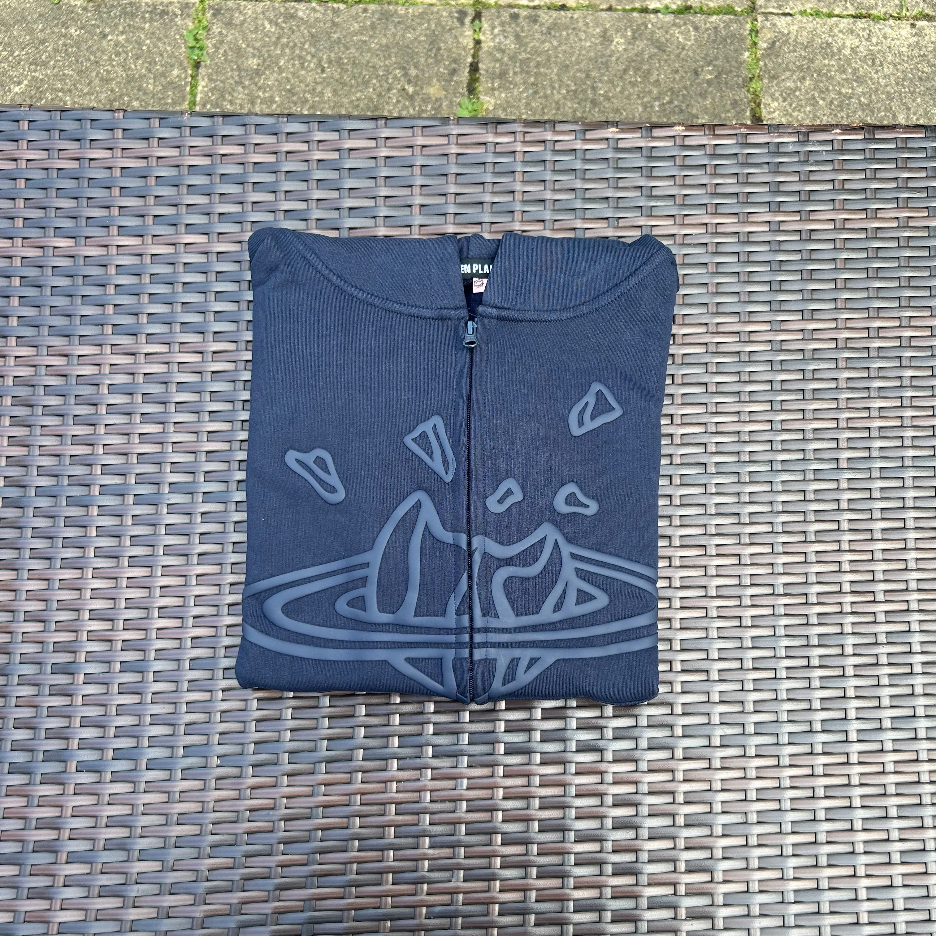 Broken Planet Dark Blue Zip-up Hoodie - Image 2