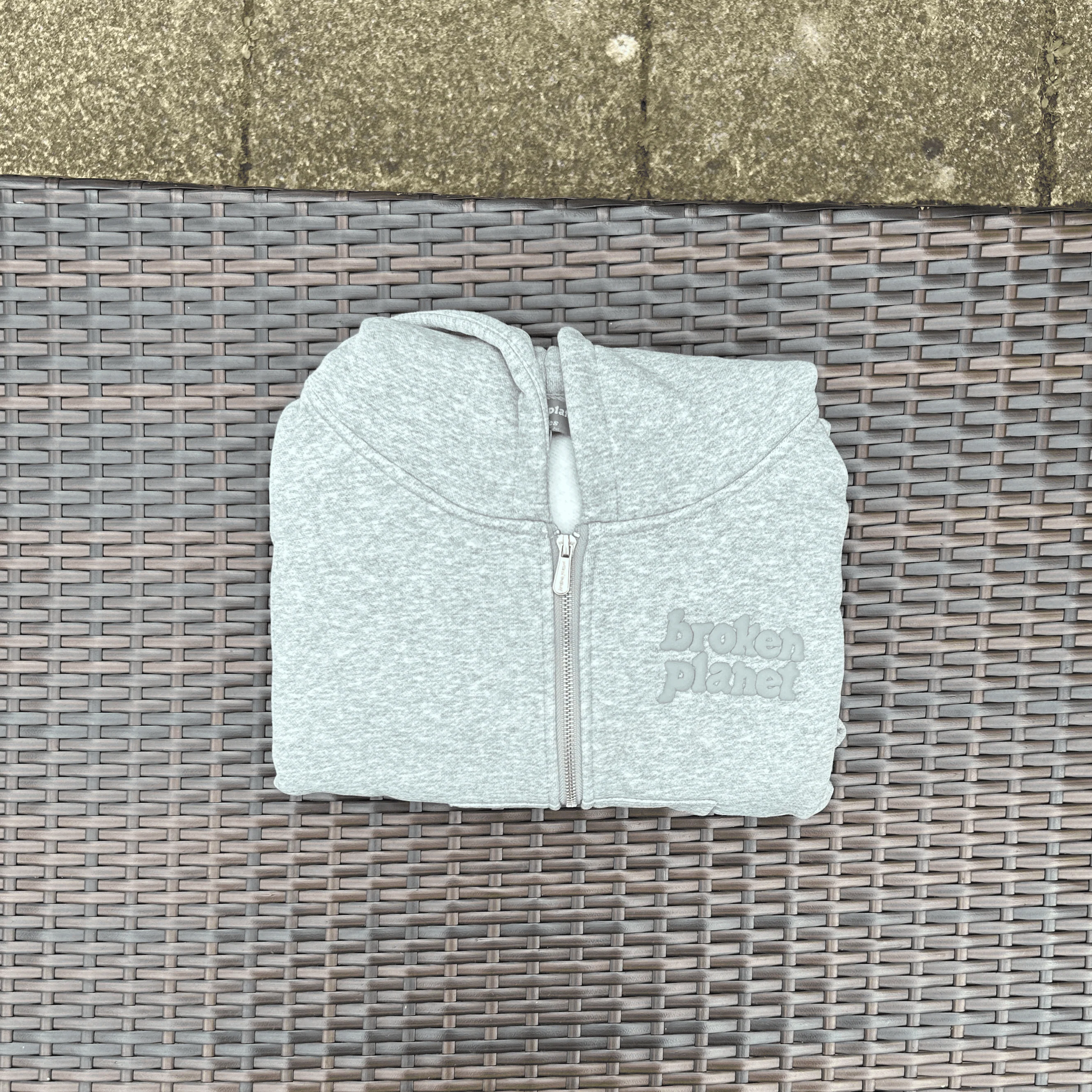 Broken Planet "Grey" Zip-Up Cropped Hoodie - Image 2