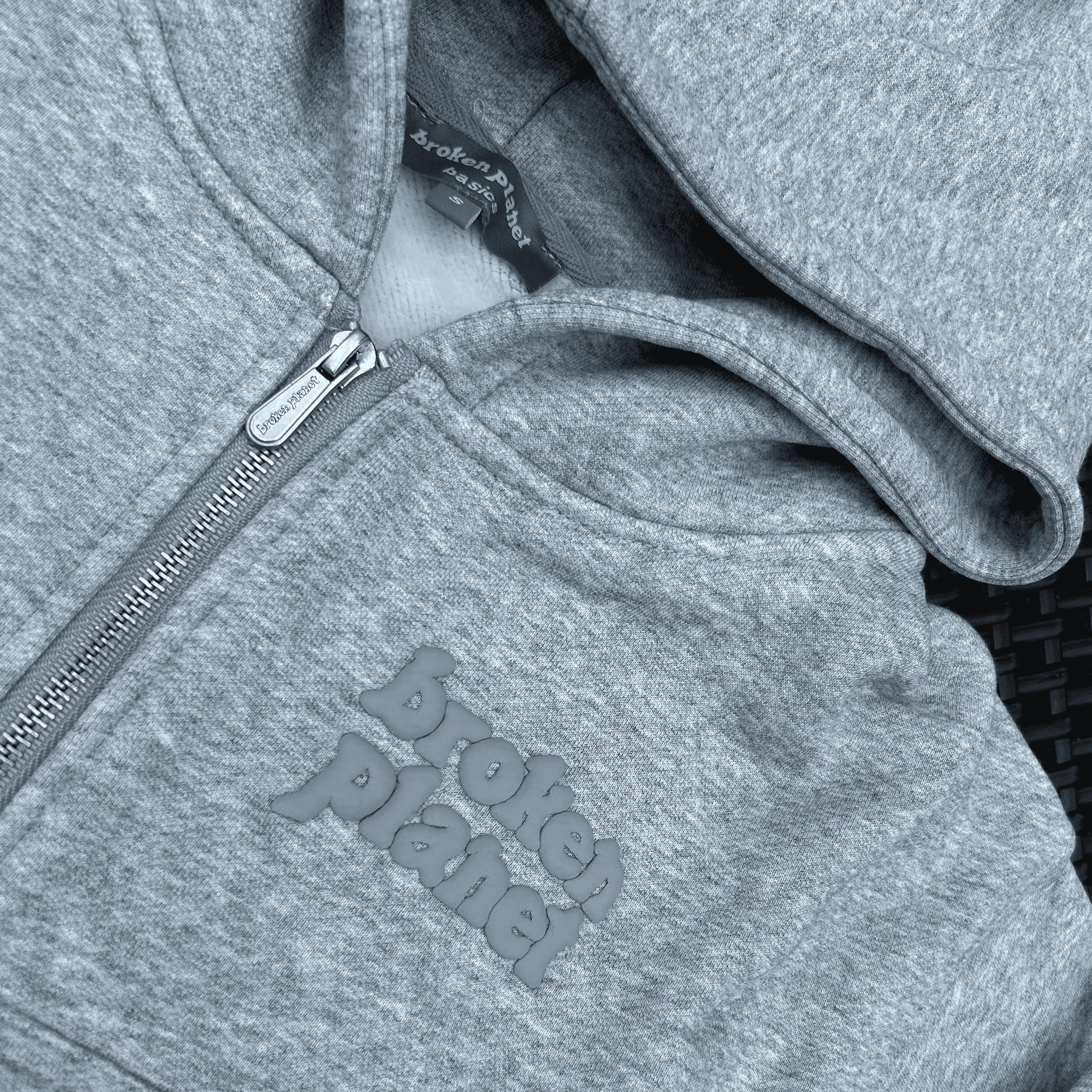 Broken Planet "Grey" Zip-Up Cropped Hoodie - Image 3