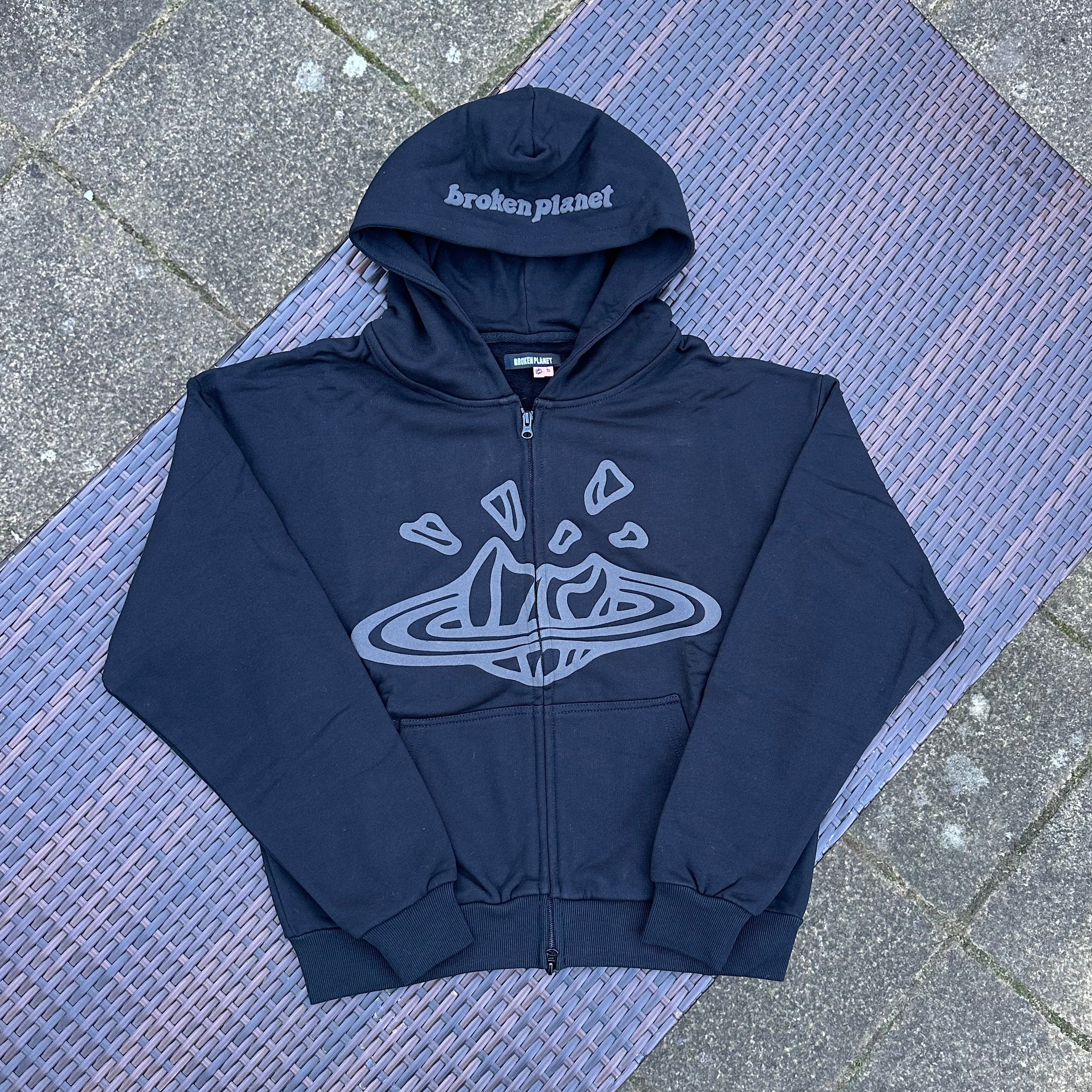 Broken Planet Triple Black Zip-up Hoodie