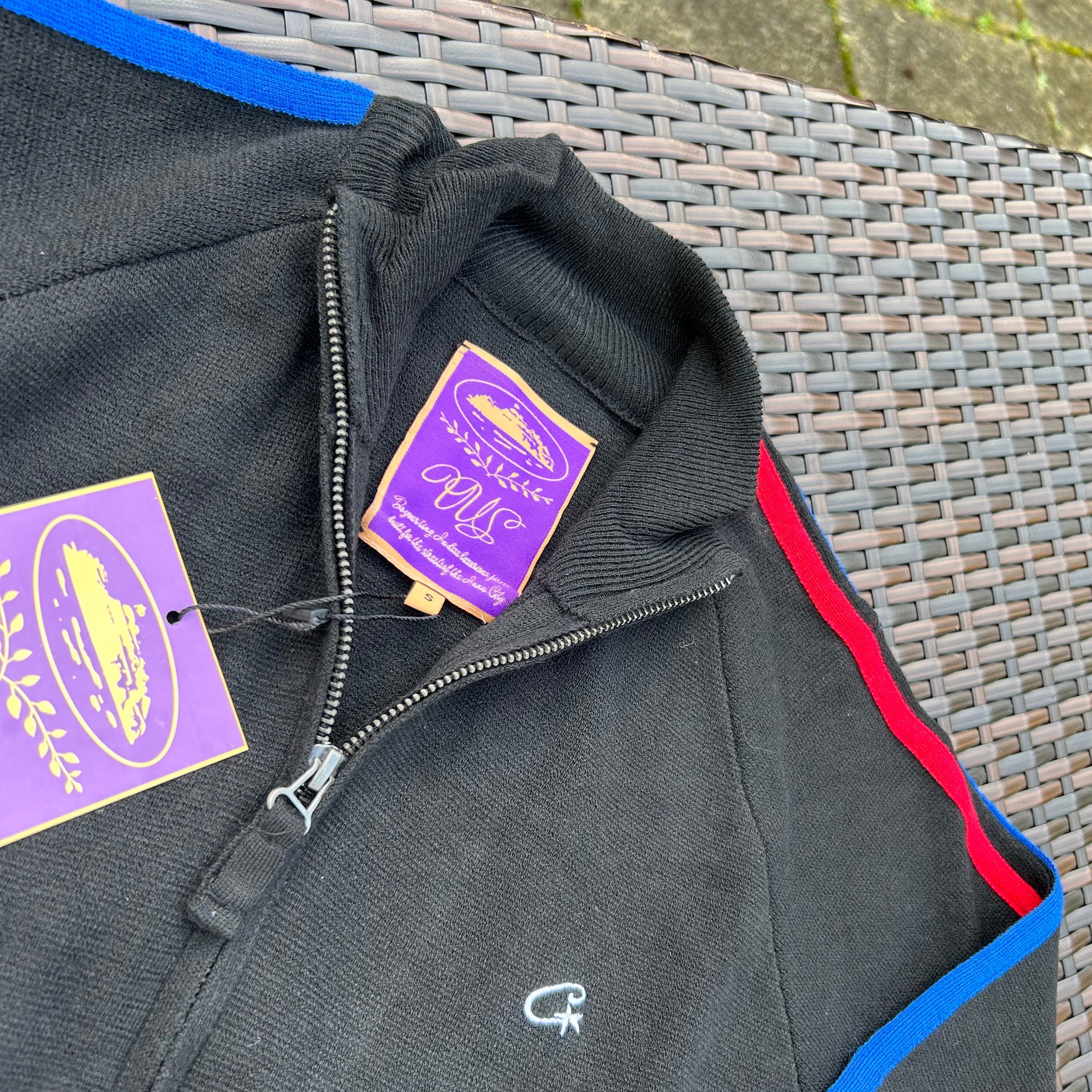 Corteiz Black/Blue/Red Knit Zip Up Fleece - Image 4