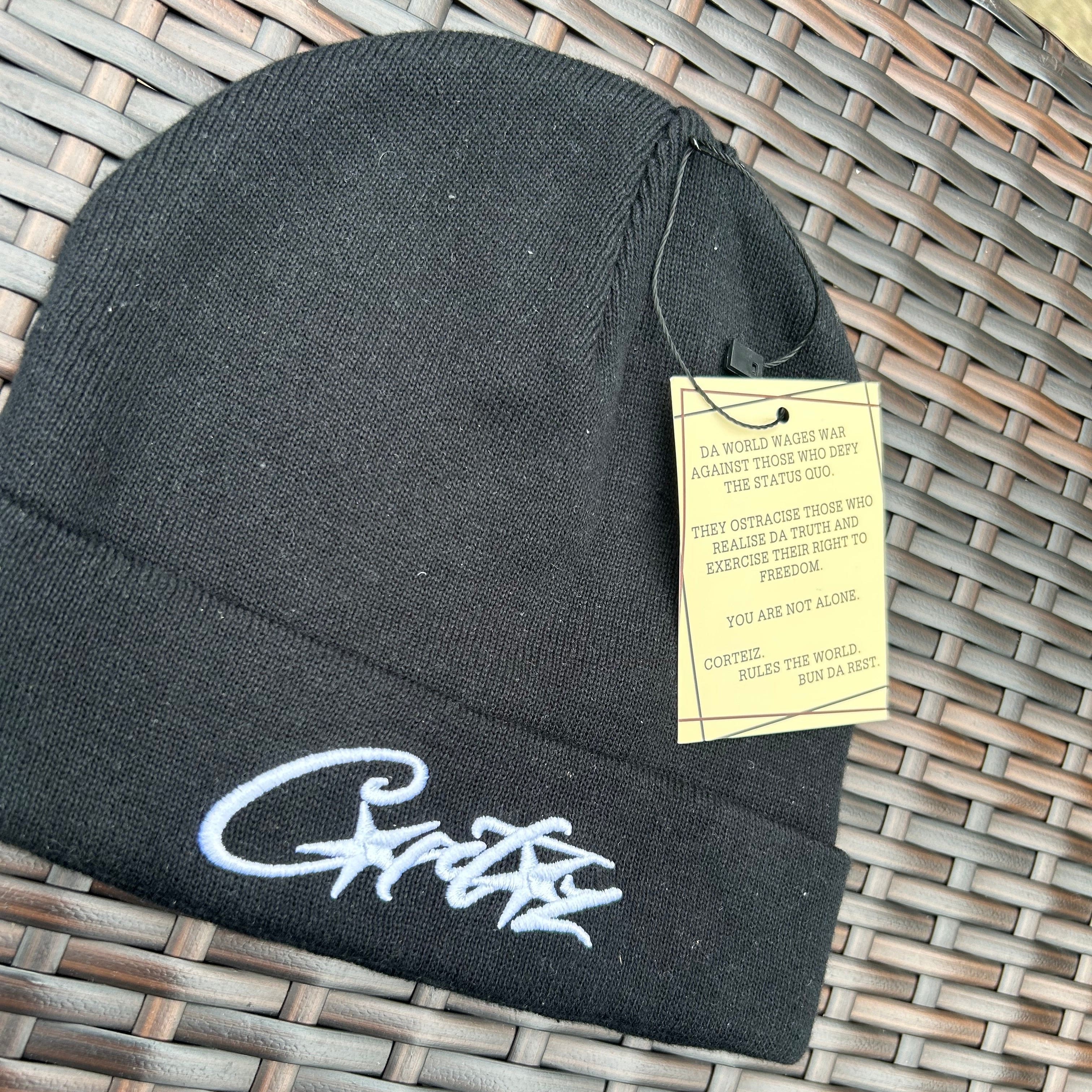 Corteiz Black/White Beanie - Image 2