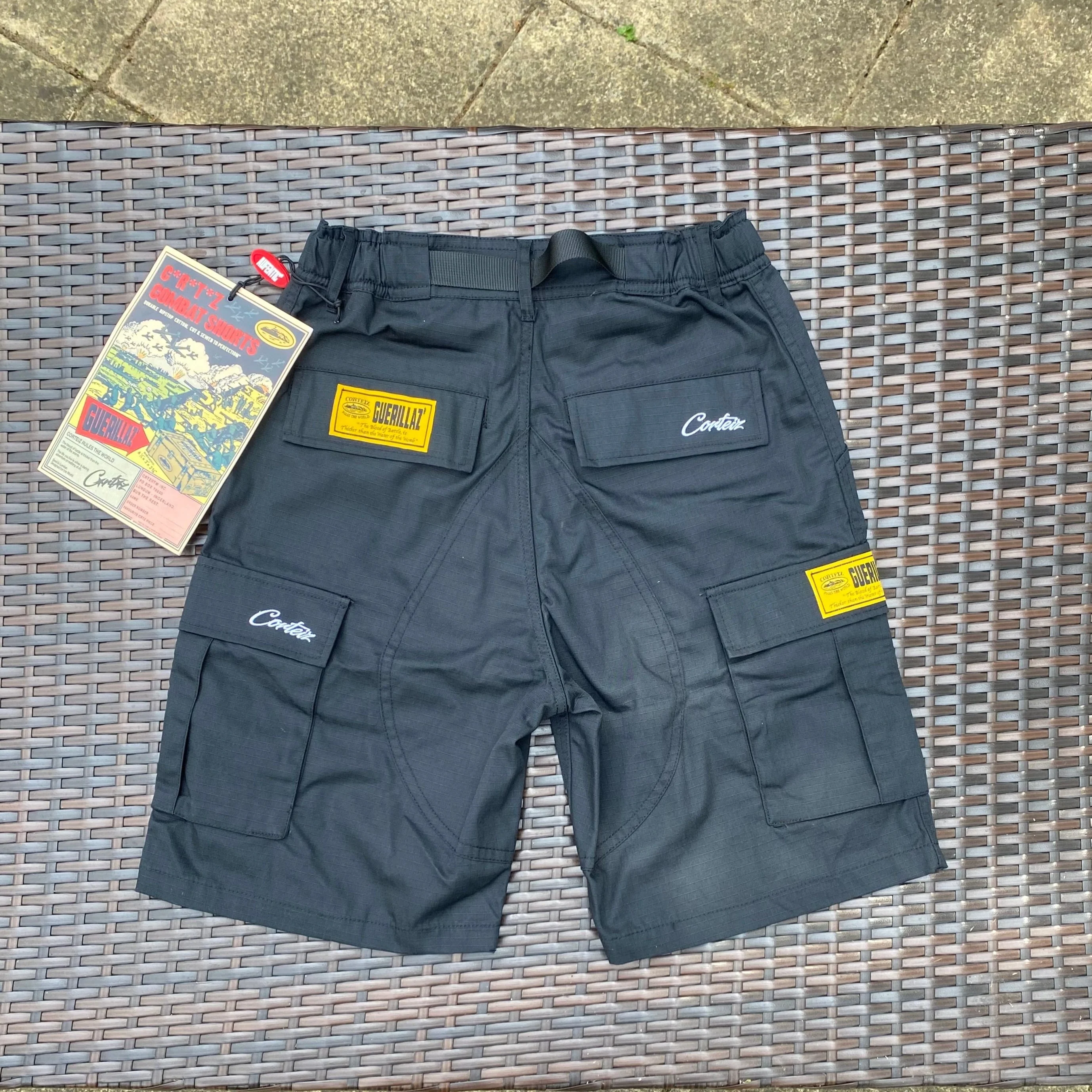 Corteiz Black/White "Guerilla Cargo" Shorts - Image 3