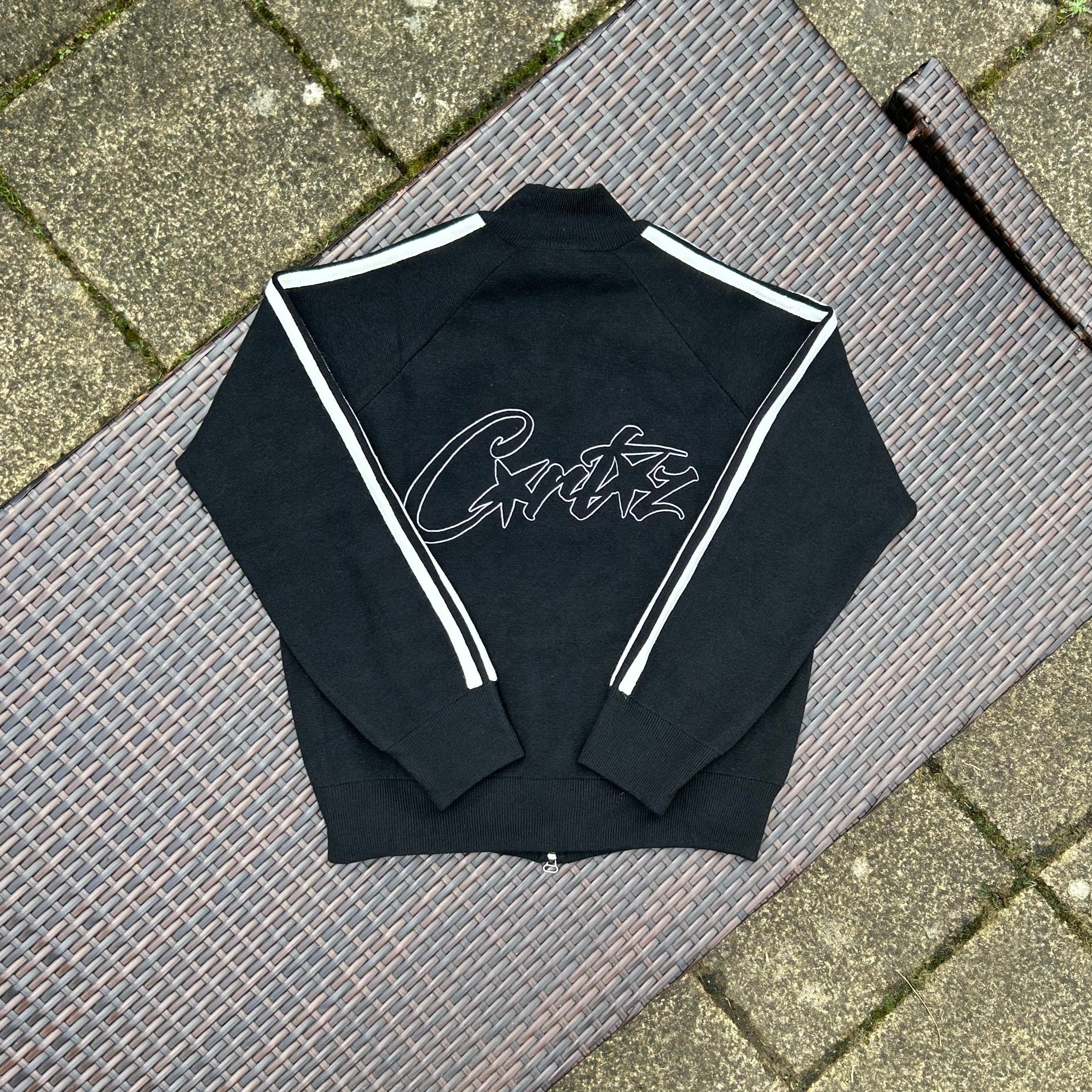 Corteiz Black/White Knit Zip Up Fleece - Image 5