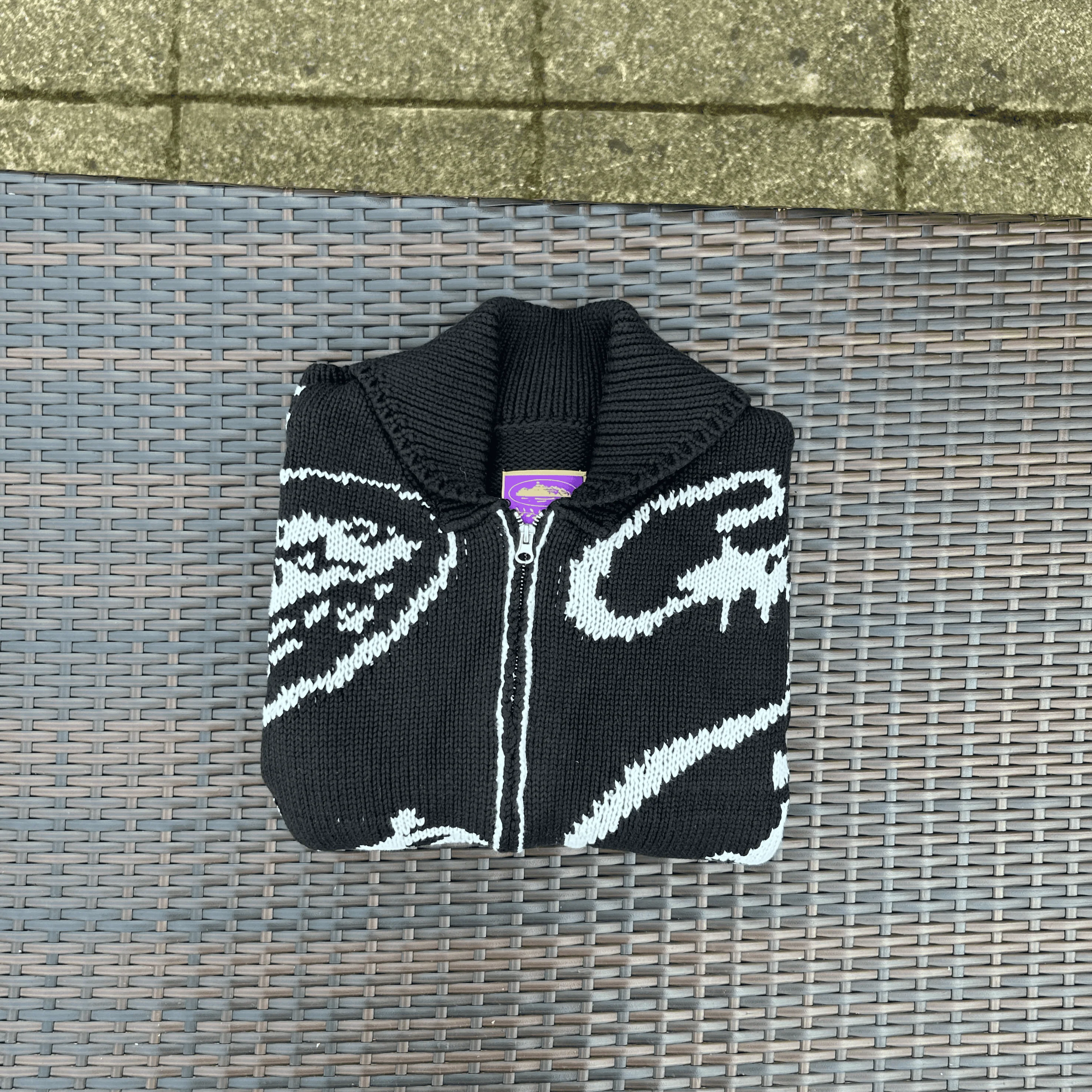 Corteiz Black/White VVS Jacquard Knit Zip - Image 2
