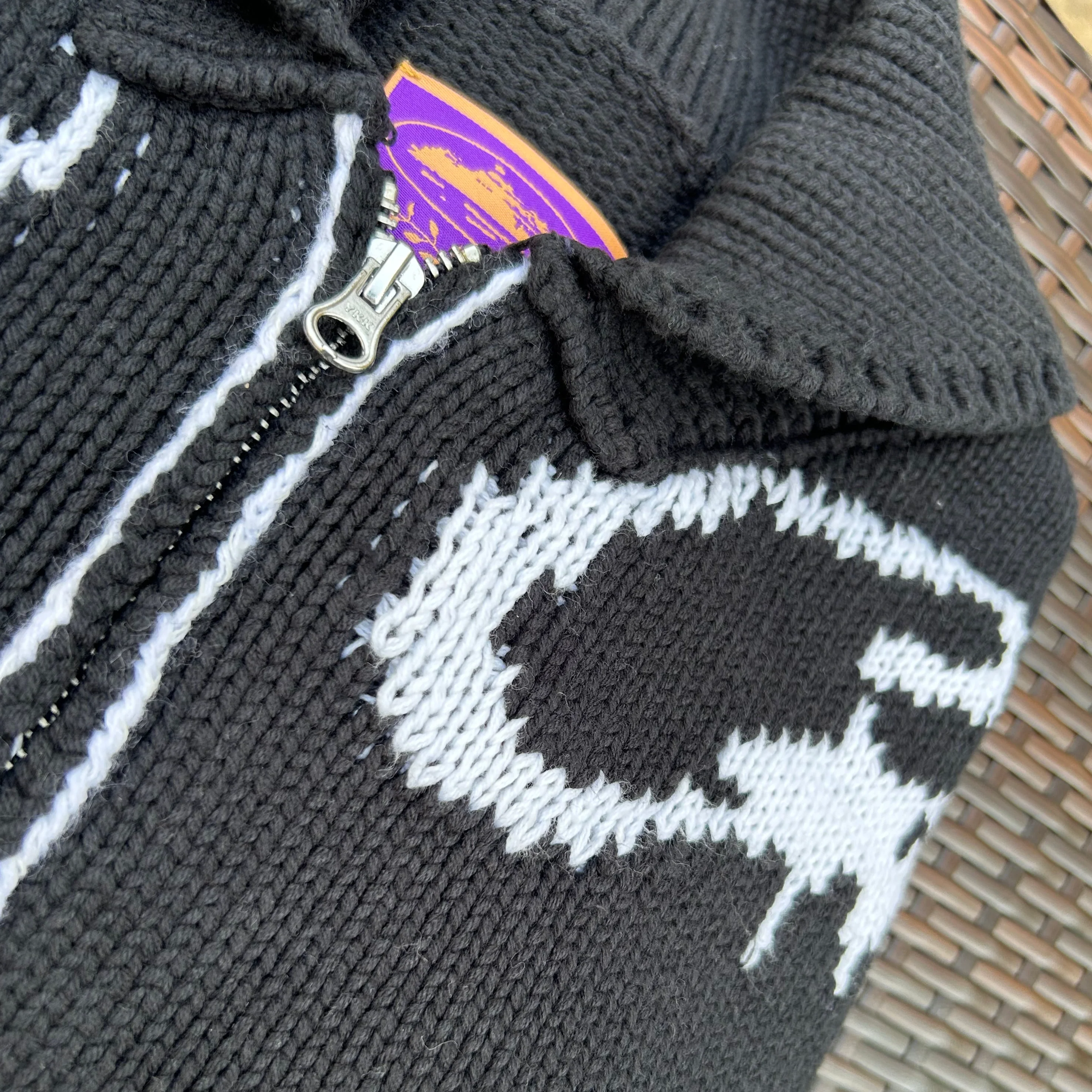 Corteiz Black/White VVS Jacquard Knit Zip - Image 3