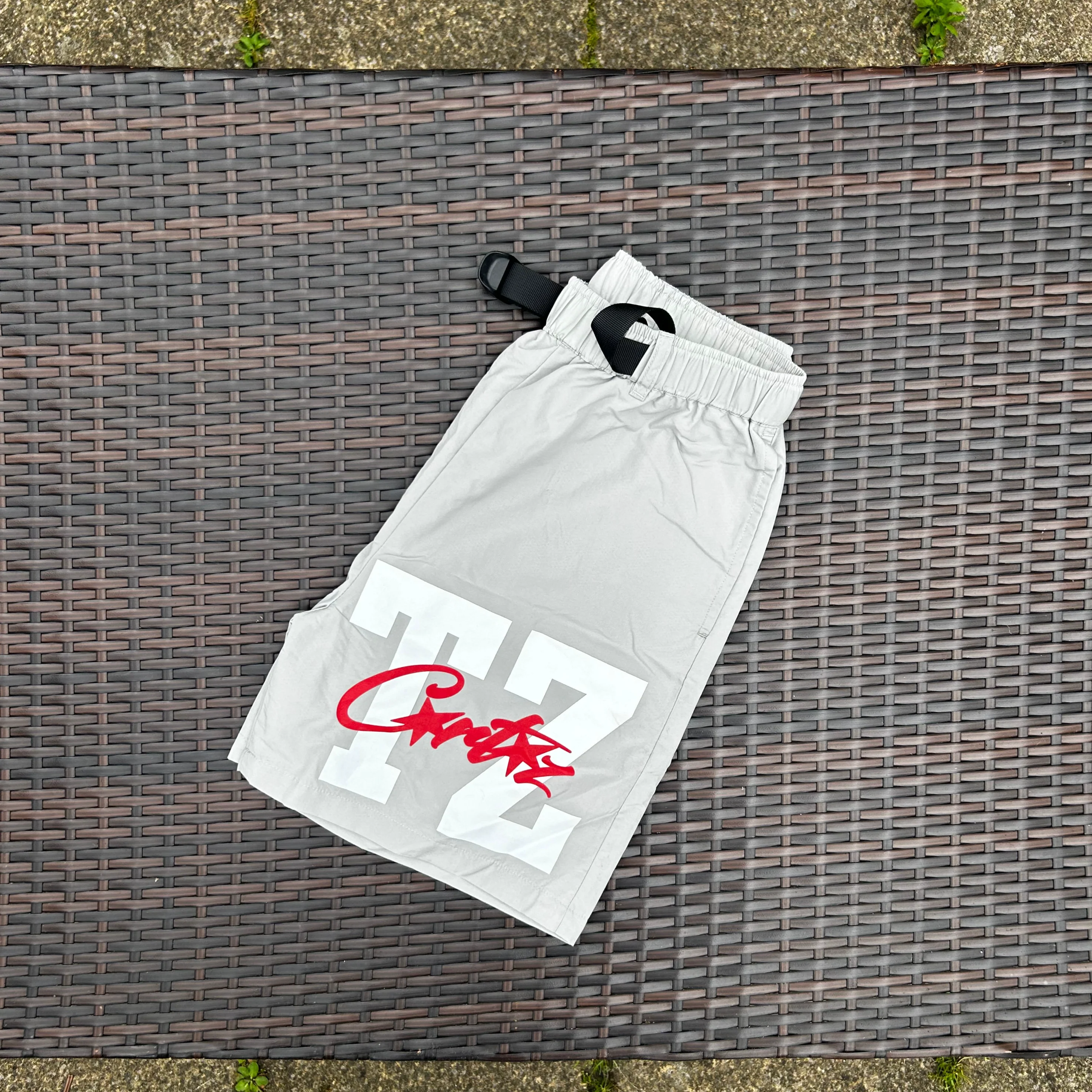 Corteiz Grey "CRTZ" Nylon Shorts - Image 2