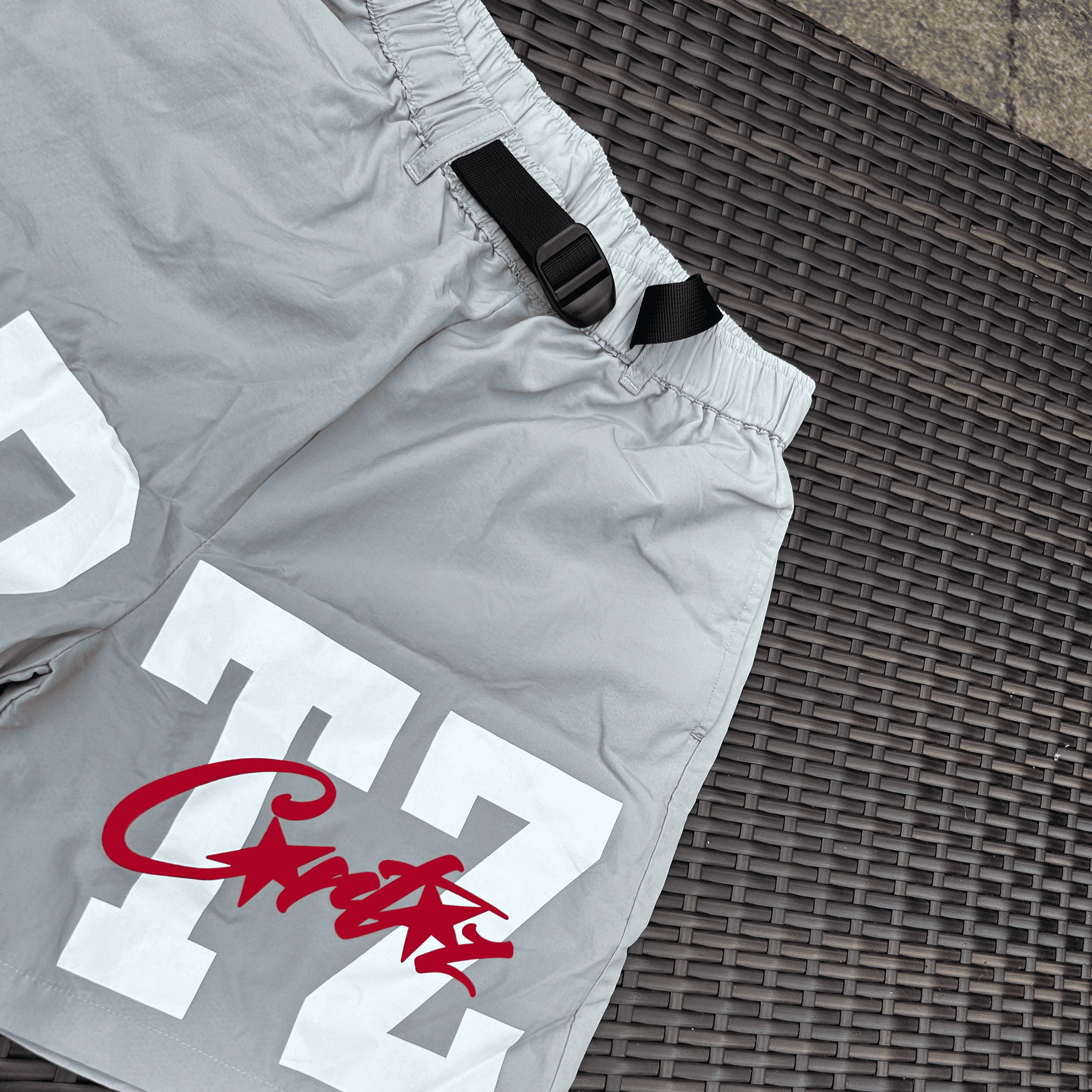 Corteiz Grey "CRTZ" Nylon Shorts - Image 4