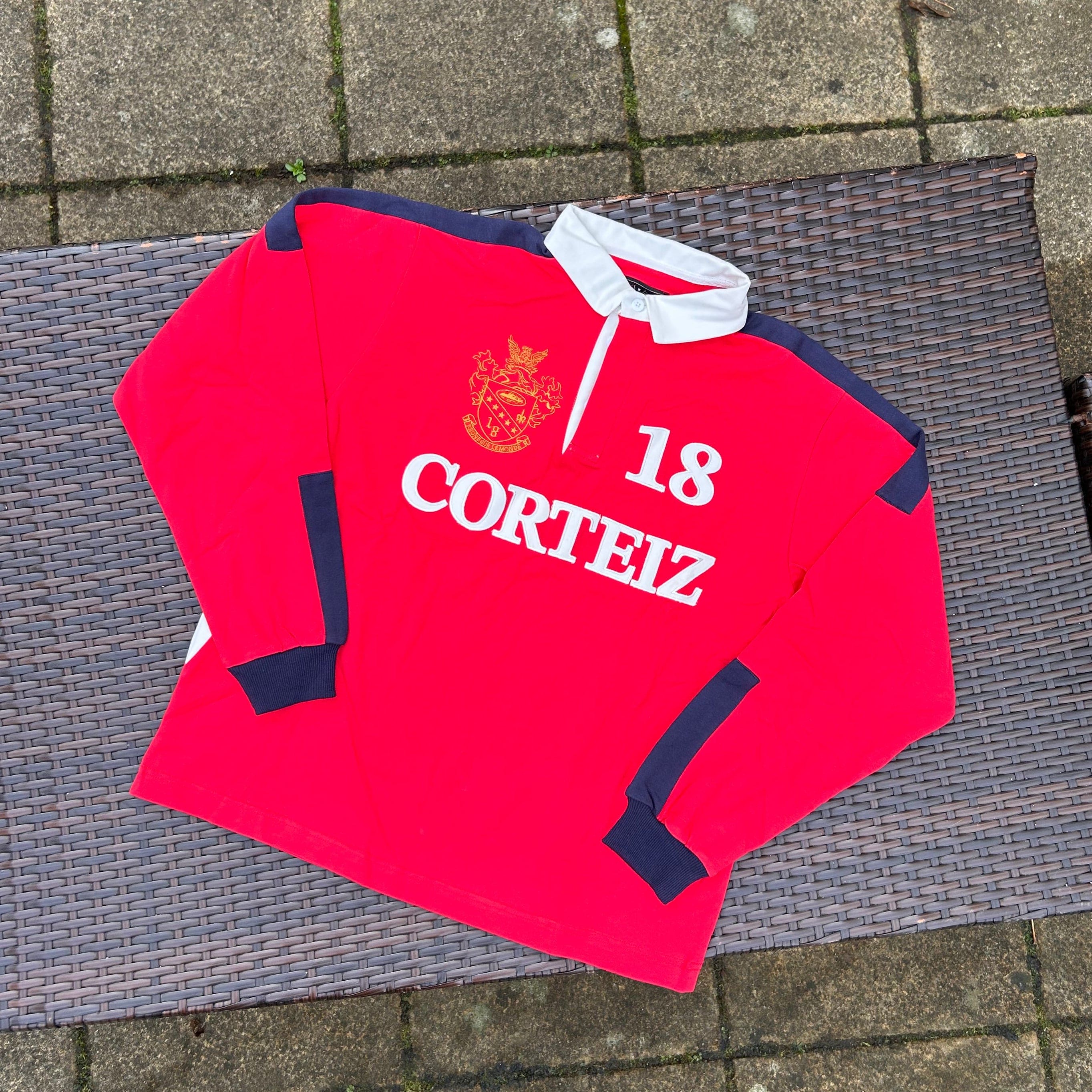 Corteiz Red "Rugby" Paneled Pullover - Image 2