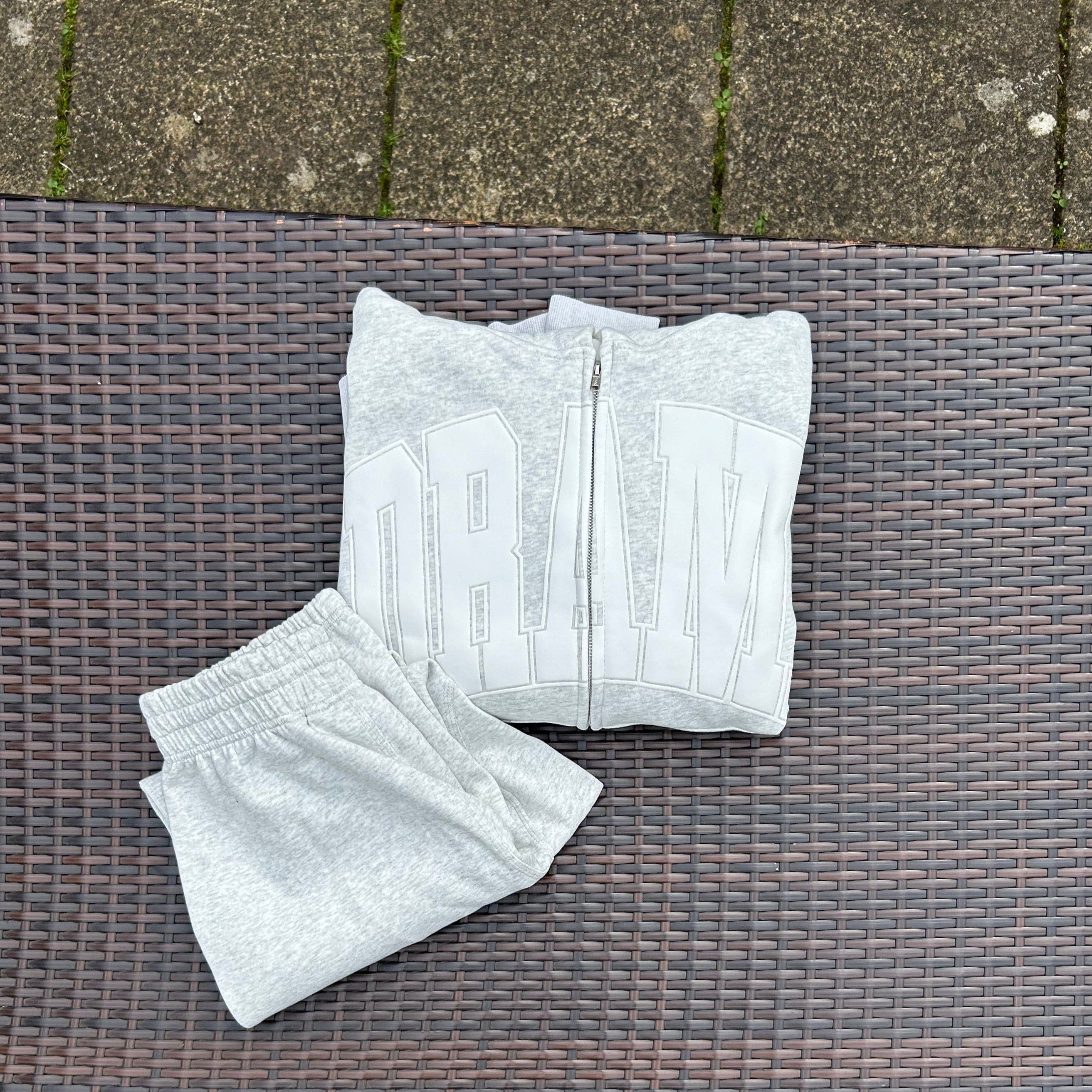 Drama Call Light Grey/White Zip Up Tracksuit - Image 5
