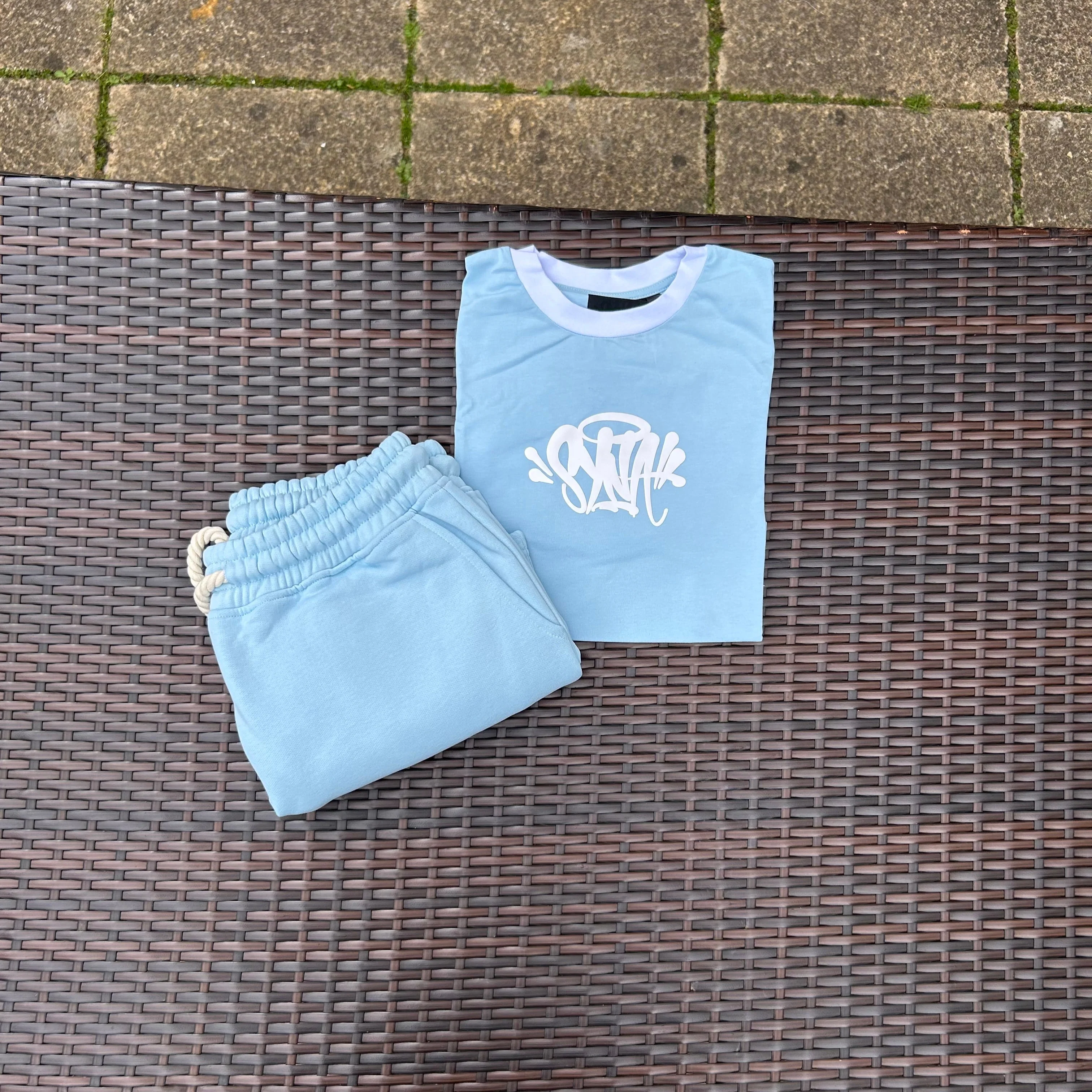 Syna World Baby Blue Logo Crop Top Shorts set - Image 5