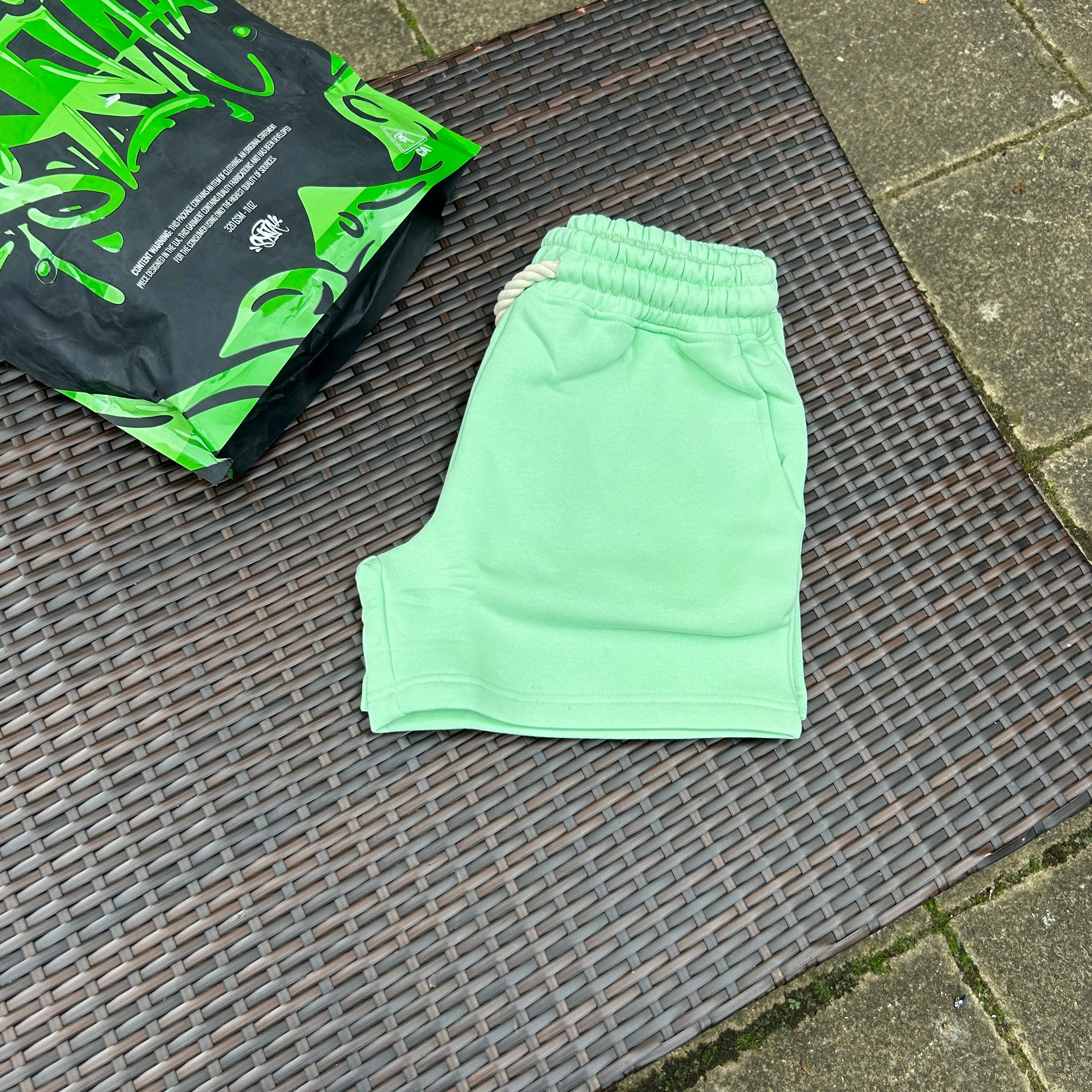 Syna World Lime Green Logo Crop Top Shorts set - Image 4