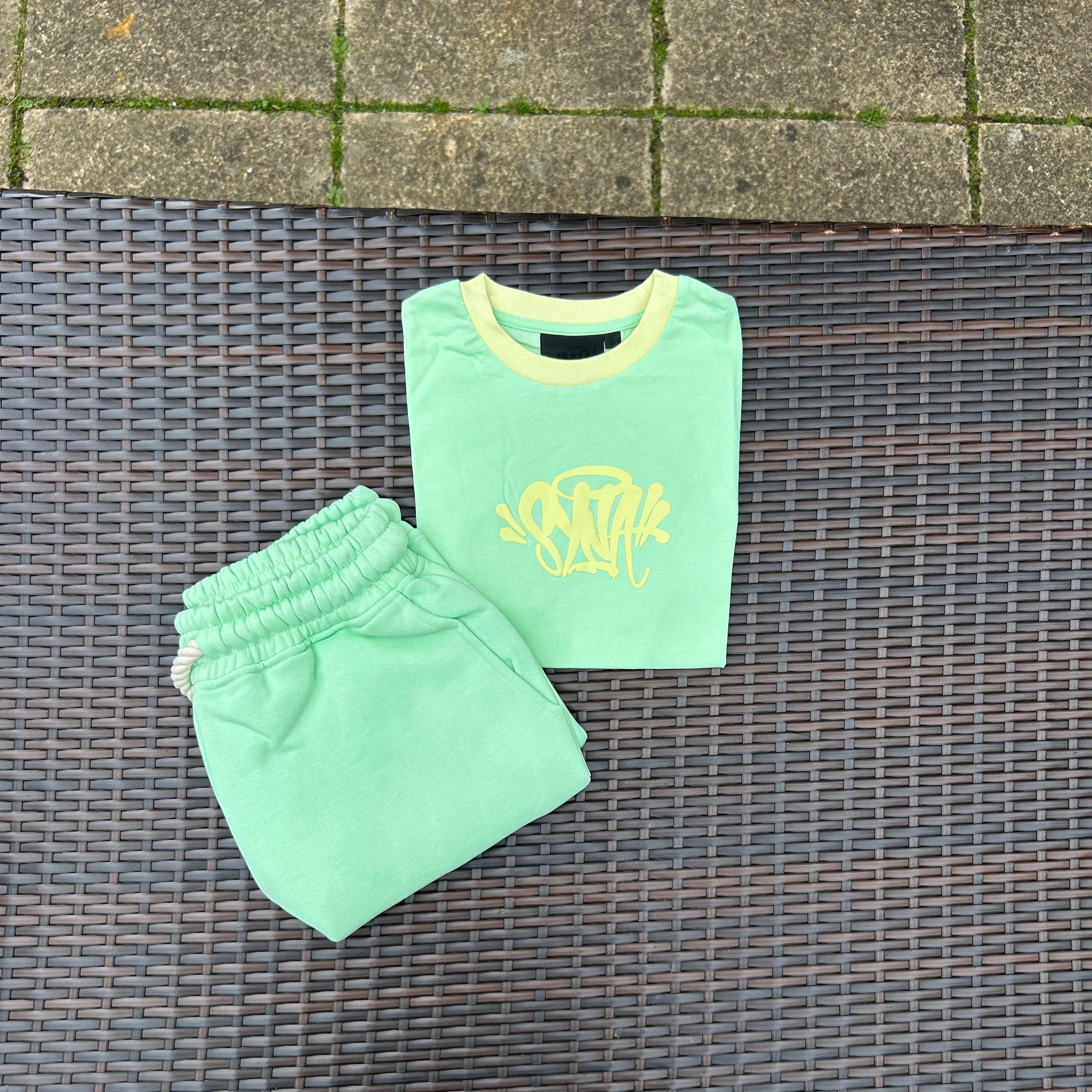 Syna World Lime Green Logo Crop Top Shorts set - Image 5