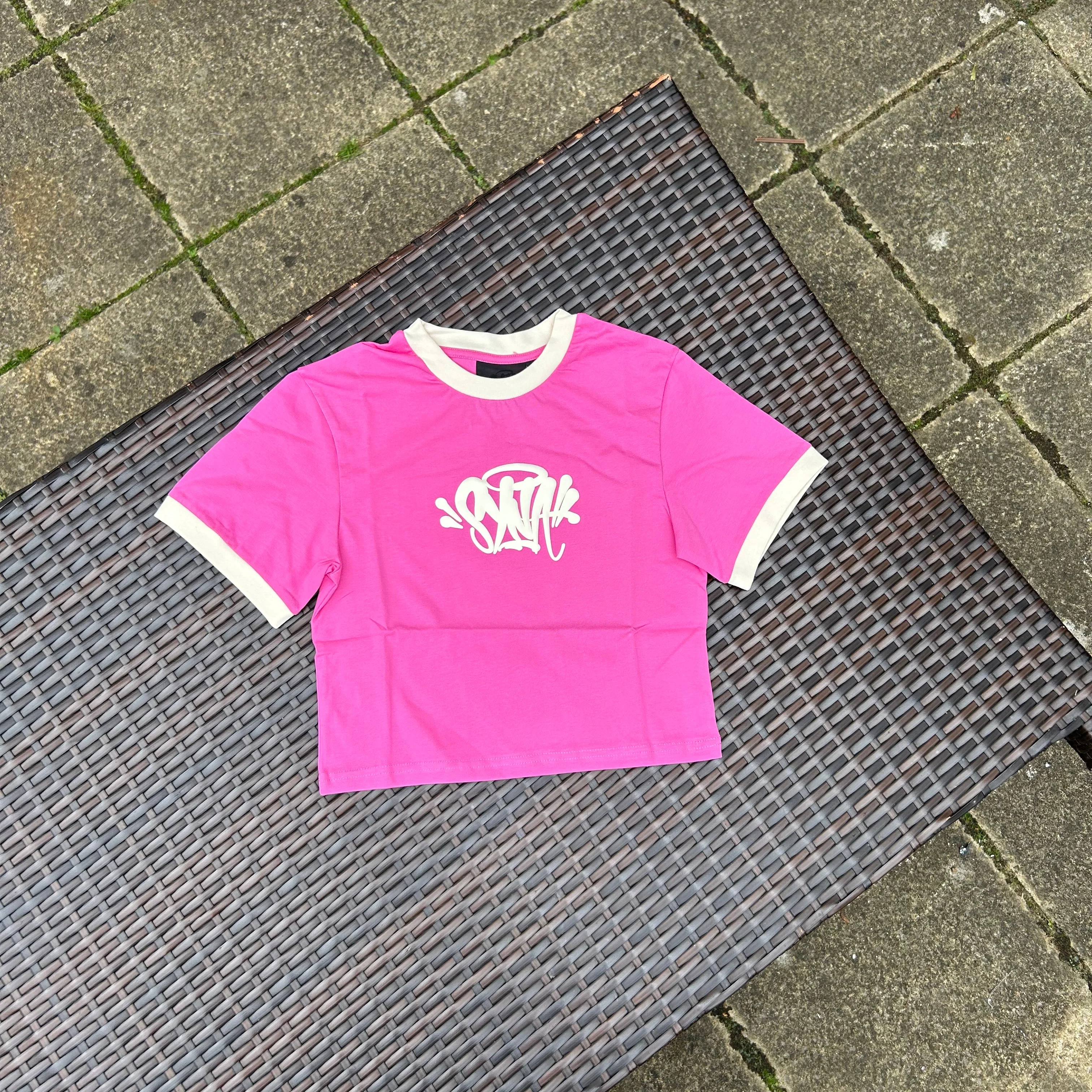 Syna World Pink Logo Crop Top Shorts set - Image 2