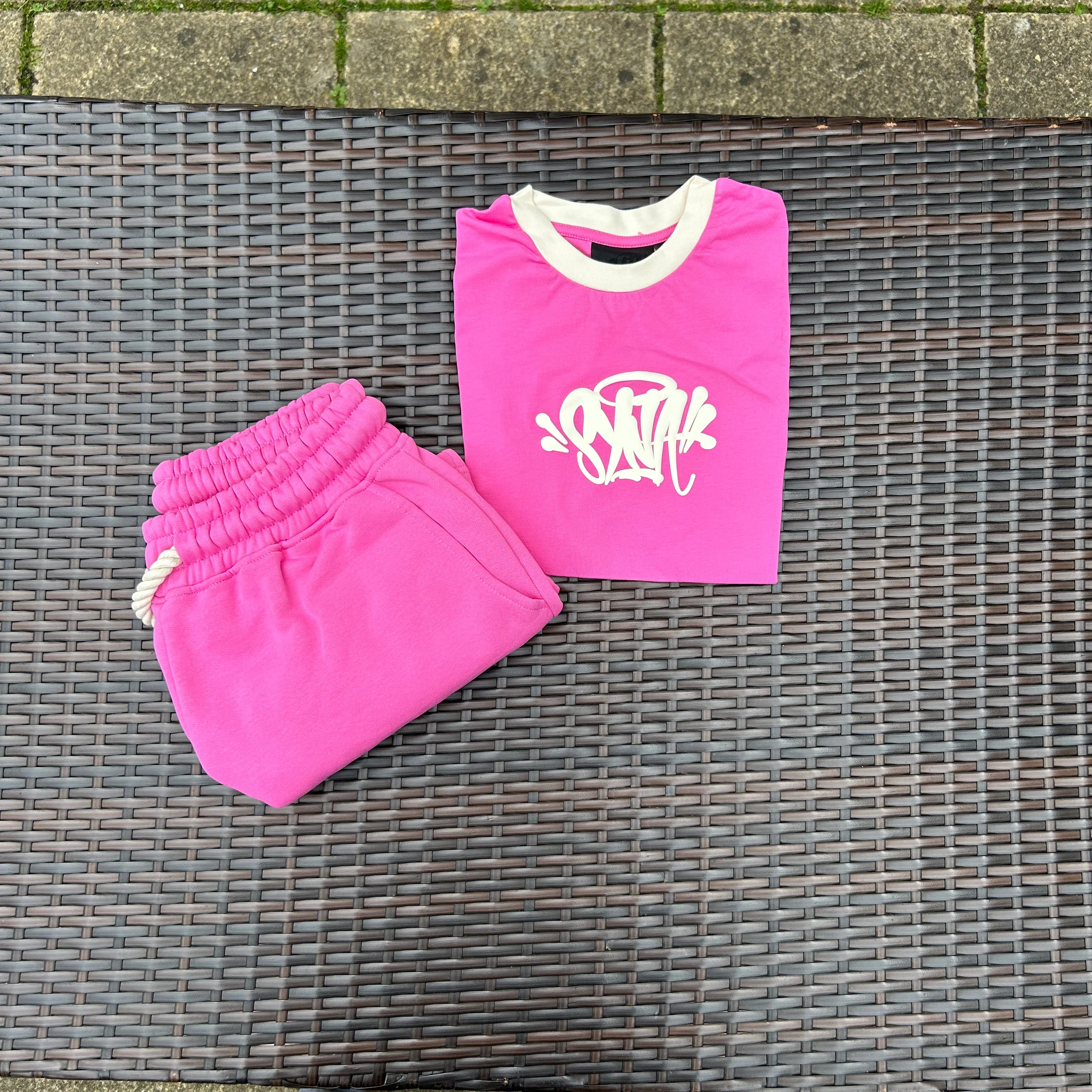Syna World Pink Logo Crop Top Shorts set - Image 5