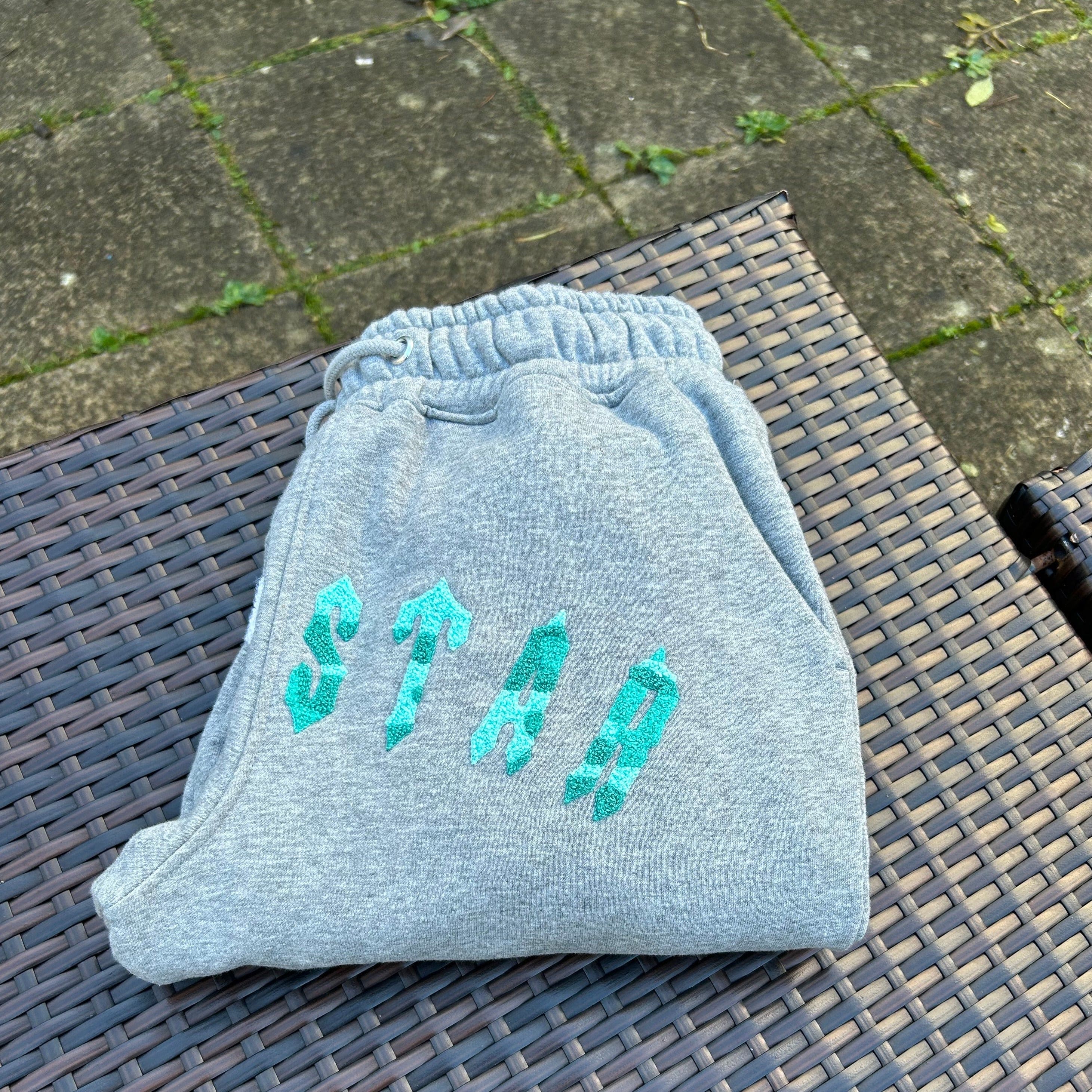 Trapstar Grey/ Sea Blue Irongate Chenille Arch Hooded Tracksuit - Image 3