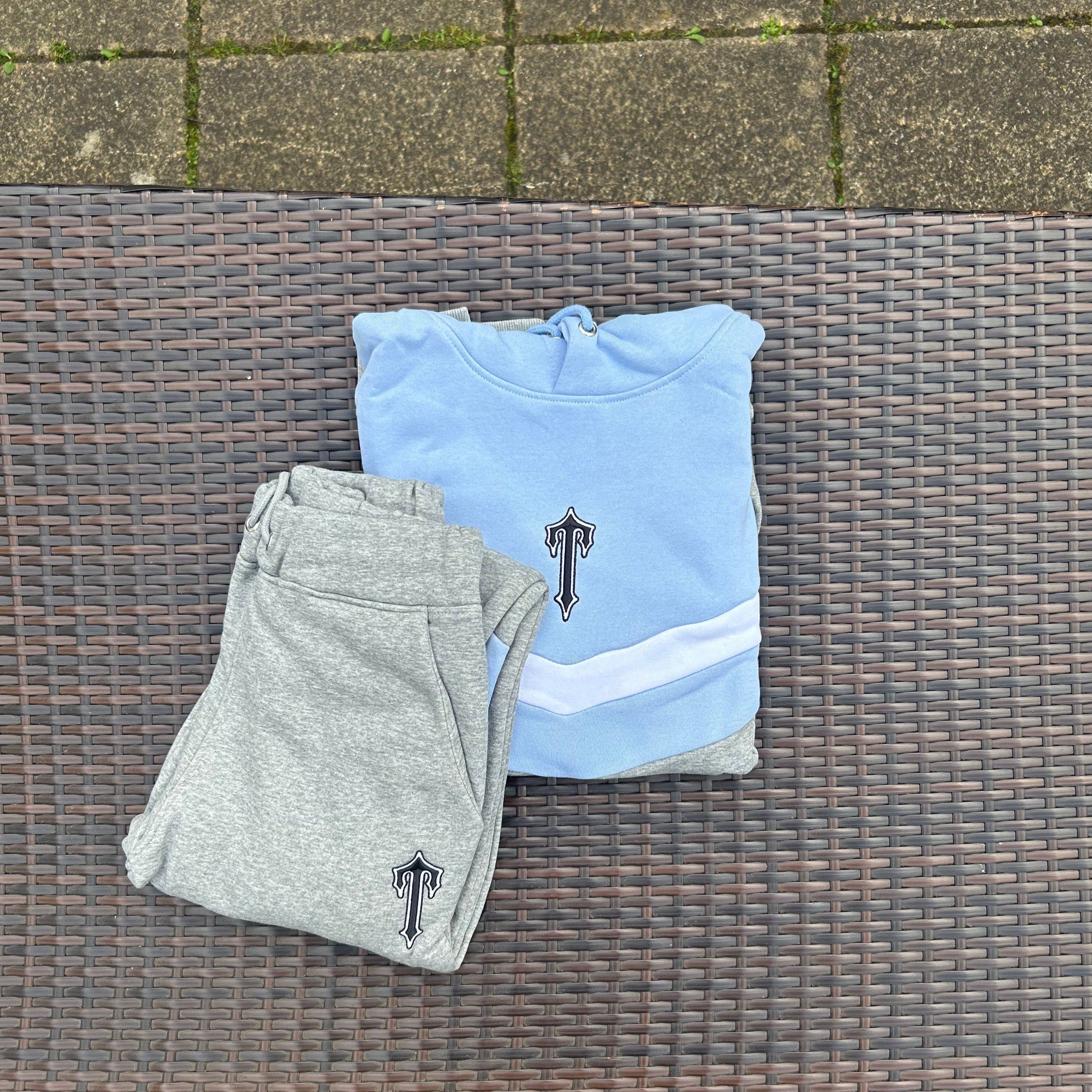 Trapstar Grey/Light Blue "V Stripe" Hooded Tracksuit - Image 4
